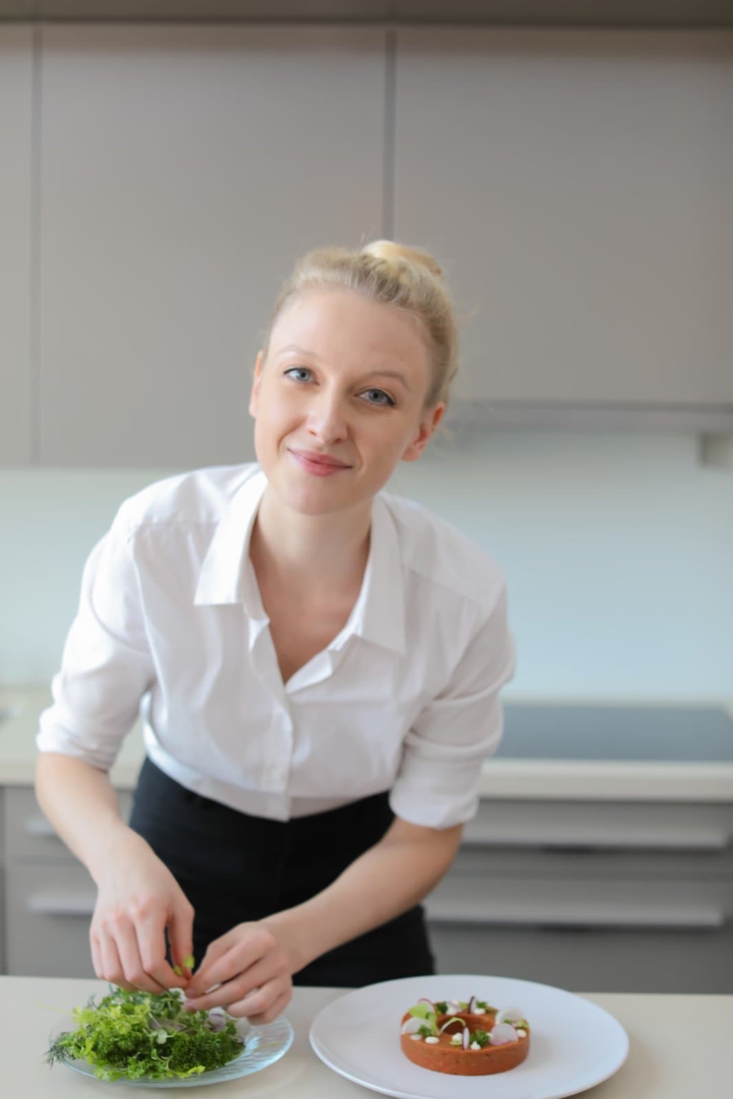 Chef Juliette plating a starter